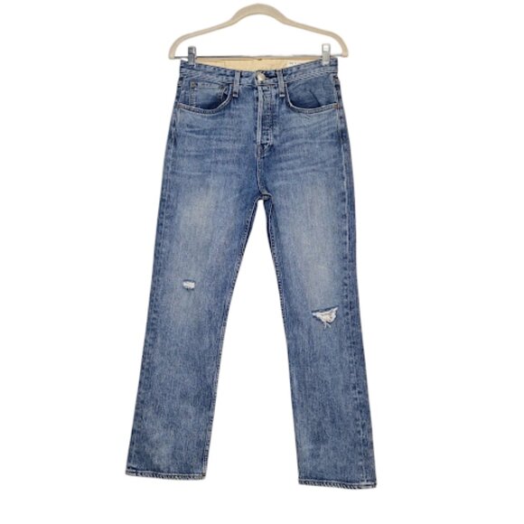 RAG & BONE | Maya Straight Leg Ankle Crop Button Jeans Whiskered Made In USA 27 - Picture 2 of 16
